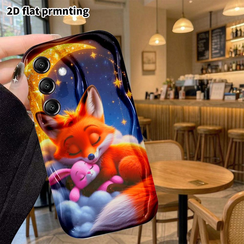 Phone case: 2D flat, suitable for Samsung Galaxy A34 A35 M05 M06 S20 S22 S21 FE Plus 5G protective case, little fox and rabbit, perfect holiday gift f