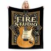 Vintage Guitar Blanket with  Fire Studio  and Los Angeles Print Design Blanket, Suitable for Use In the Bedroom, Living Room, On the Sofa