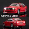 Scale 1:24 M3 M4 Toy Car Model Alloy Diecast Rubber Tires Doors Opened Miniature Light Sound Vehicles Models Kids Holiday Gifts