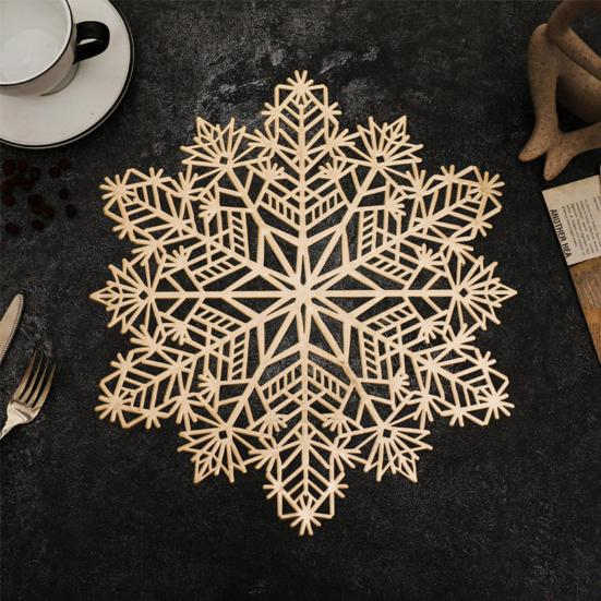 Snowflake Placemat Christmas Table Dining Mat Heat Insulated Cup Coaster Drink Coffee Pad Home Decoration