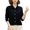 Lapel Women's Fashionable Solid Color New Polo Neck Long-sleeved Top Middle-aged Mother's Spring and Autumn Slimming and Age-reducing Shirt