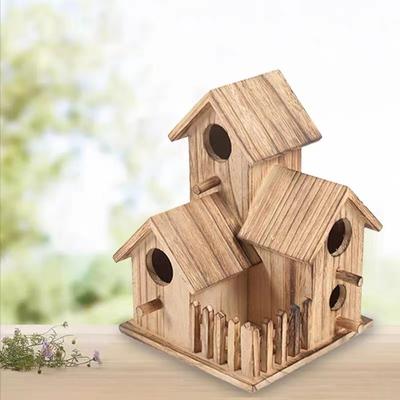Vogelnest für den Außenbereich, Holzschnitzerei, Ornamente, Vogelnest aus Holz, massives Vogelhaus, Kunsthandwerk, Garten, Hof, Kolibri-Haus