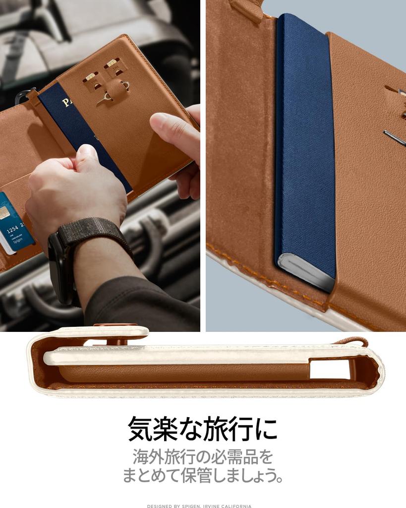 Passport Case Holder Travel Secure for Overseas Premium PU Leather Passport Multifunctional Storage Business Credit Airline AFA08348 [Spigen] Wallet,