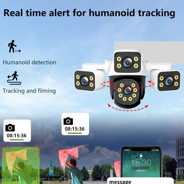 True Triple-Lens HD WiFi PTZ Surveillance Camera with Night Vision and Full Color for Indoor/Outdoor Use