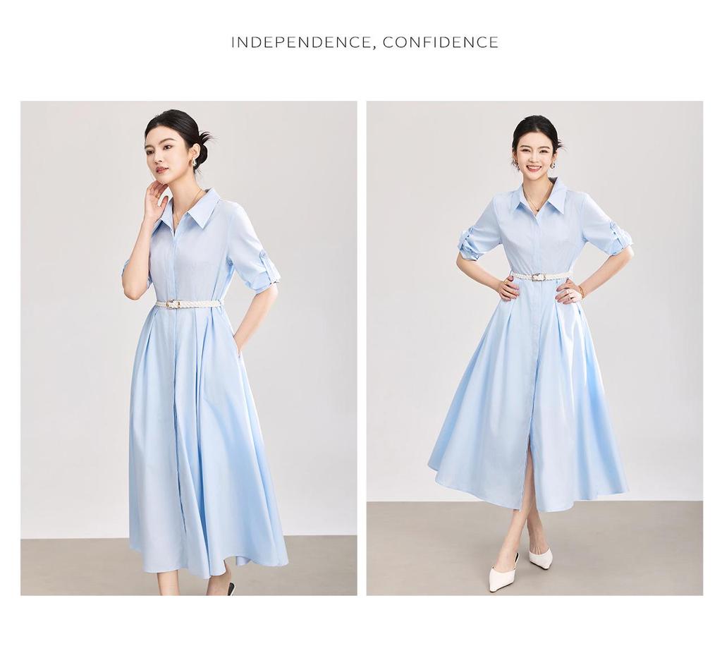 Elegantly Stylish Tencel Cotton Shirt Dress for a Fashionable Commute – Spring/Summer Collection