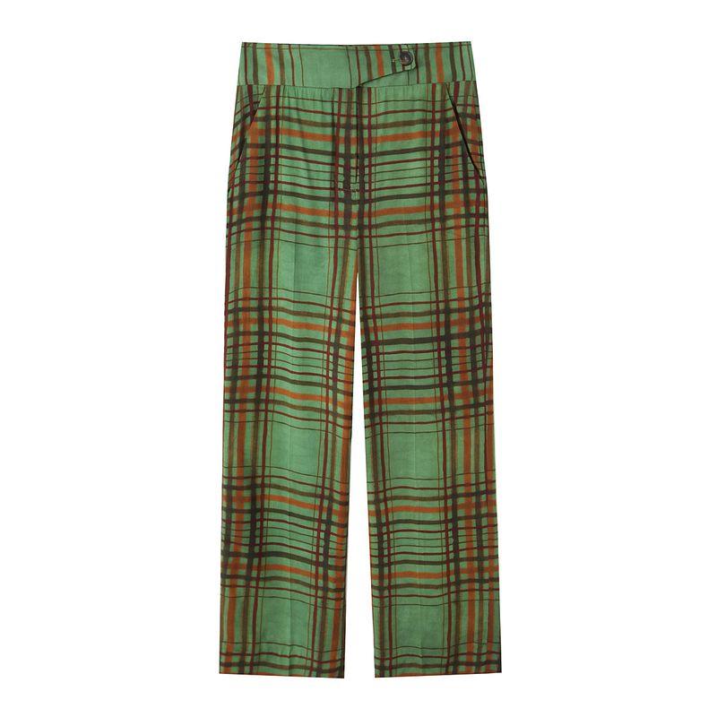 

За Осень Новая Женская Одежда Zr Европейский и Американский Стиль Модные Клетчатые Драпированные Брюки-Костюм 8383032 500 Pants L