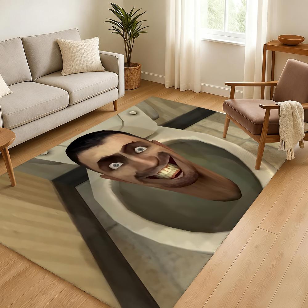 Cartoon S-Skibidi T-Toilet Floor Mat Soft Thickened Absorbent Non-Slip Bedroom Living Room Door Mat Home Decor Flannel Rugs