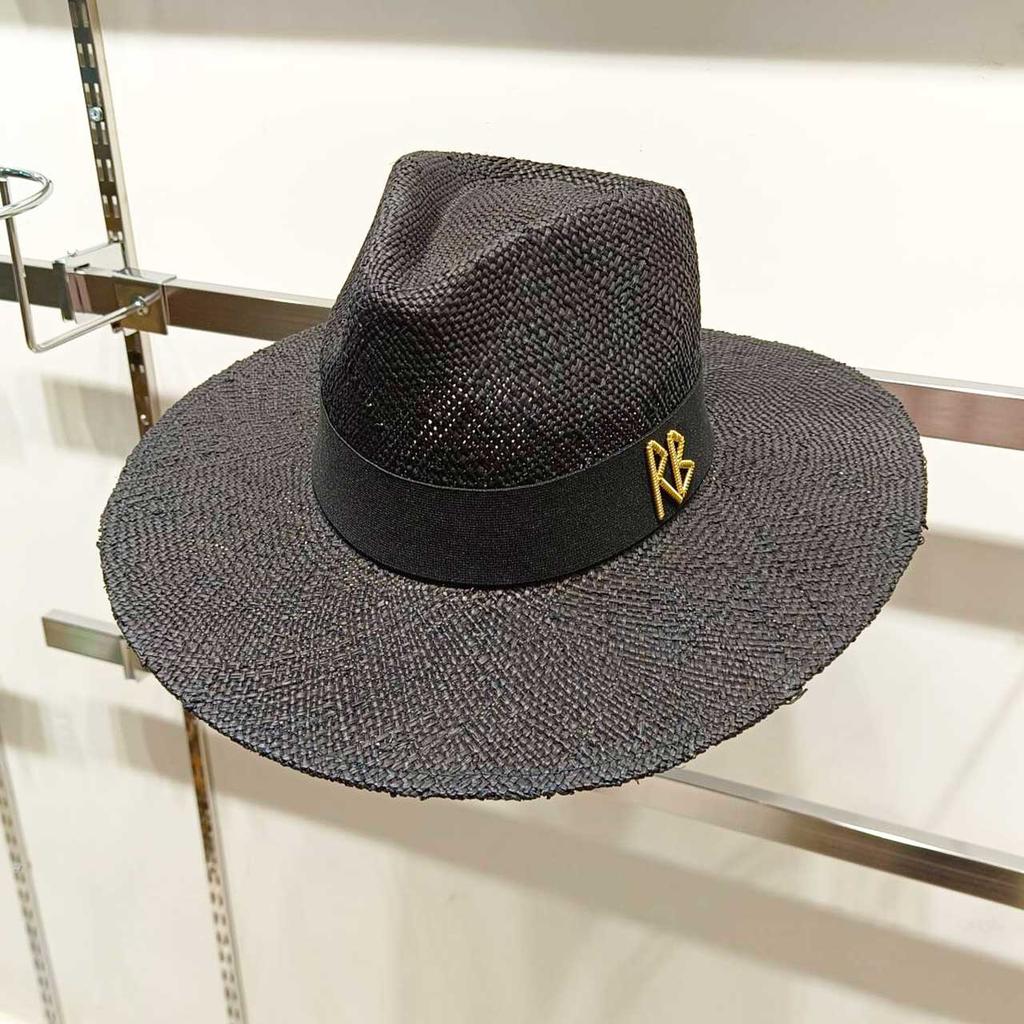 Chain Strap Straw Fedora Hat Flat Top Straw Hat Punk Style Sun Protection Outdoor Beach Straw Hat Sombrero Para Sol Mujer