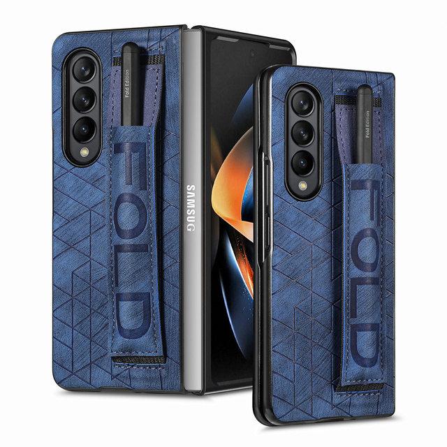 For Samsung Galaxy Z Fold 4 Case With Wrist Strap S Pen Slot ,Ultra Slim With Raised Bezel Camera Protect Shockproof Case