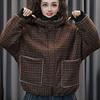 Winter 2025 Women's Plaid Velvet Hooded Coat - Casual, Versatile, Age-Reducing Jacket