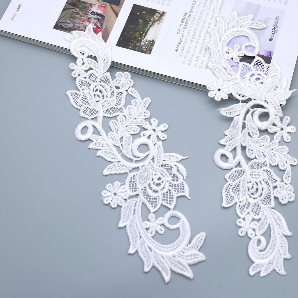 White Water-Soluble Lace Cloth Sticker Hollow Flower Embroidery Flower Accessories Handmade Diy Wedding Headgear Decoration Material