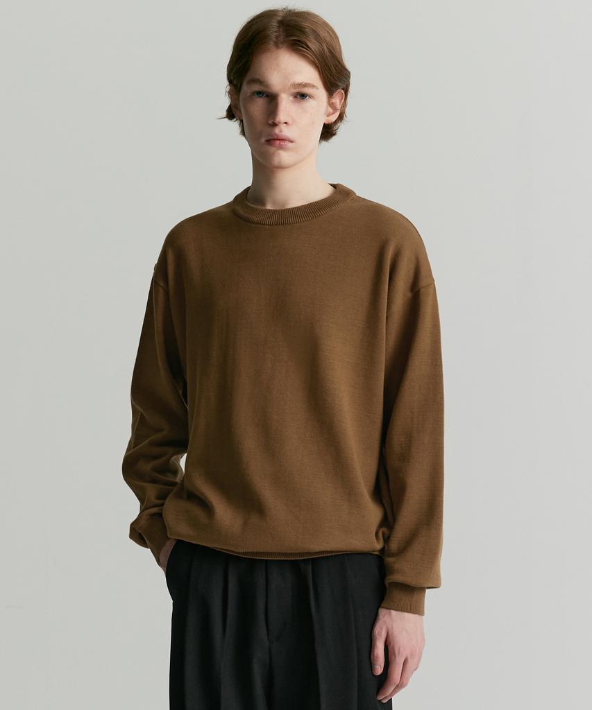 COSTUME O’CLOCK [100% Cotton] Soft Cotton Crew Neck Knit Tee. Brown Cooskt008T.Brown