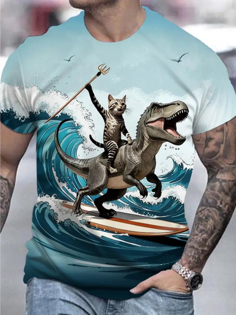 Funny Cat Graphic 3D Print T Shirt Men Women O-Neck Short Sleeve