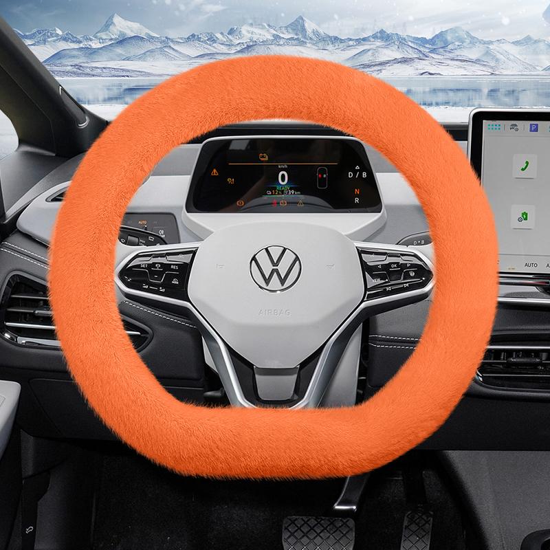 Suitable for Volkswagen Plush Steering Wheel Cover, Autumn and Winter Warm Non-Slip Protective Cover, Golf Tiguan Polo T-Roc Jetta Id.4 Id.3 Atlas