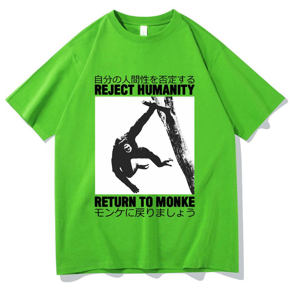

Reject Humanity Return To Monke Tshirt Cute Funny Meme Japanese Monkey Graphic Print Tshirt Men Women Cotton Oversized T Shirts 4XL
