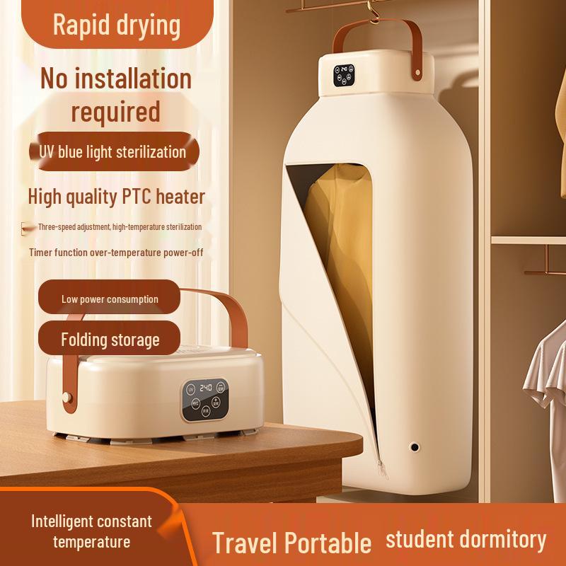 2025 Portable Travel Clothes Dryer with Washable Fan Timer for Cross-Border Use
