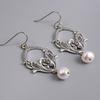 Imitation Pearl Dangle Hook Earrings Exquisite Charming Carving Leaf Flower Wedding Jewelry For Women