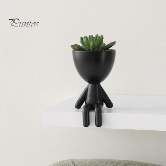 Office Desk Planter 3D Printed Sitting Human Figure Succulents Planter, 2-in-1 Desktop Pot & Decor Ornament, Matte Finish Flowerpot One-Piece