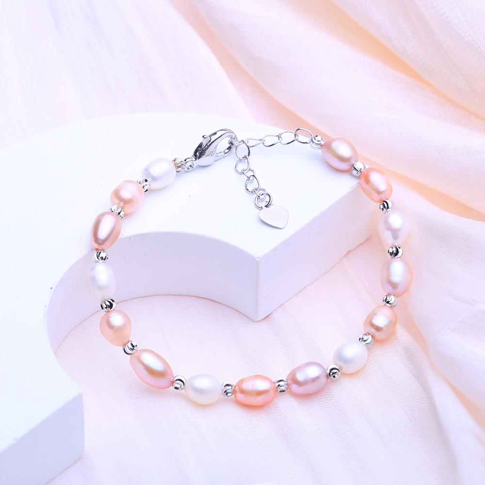 Bracciale di Perle d'Acqua Dolce Naturali LSOOYH Per Donne Eleganti Regali per San Valentino e per il Giorno del Compleanno, Accessorio Moda per Tutte le Stagioni