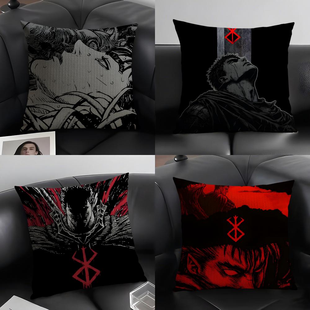 BBerserk Comic Cushion Cover Natural Linen Organic Fabric DoubleSided Printing Sofa Home Decor Gift Pillow Case