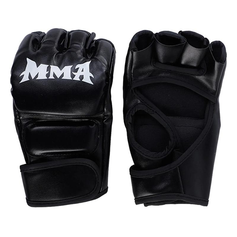 PU Half Finger Boxing Gloves PU Leather MMA Fighting Kick Boxing Gloves Karate Muay Thai Training Workout Gloves Training Gear