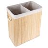 Bamboo Bathroom Laundry Basket, Double Compartment, Split, for Clothes