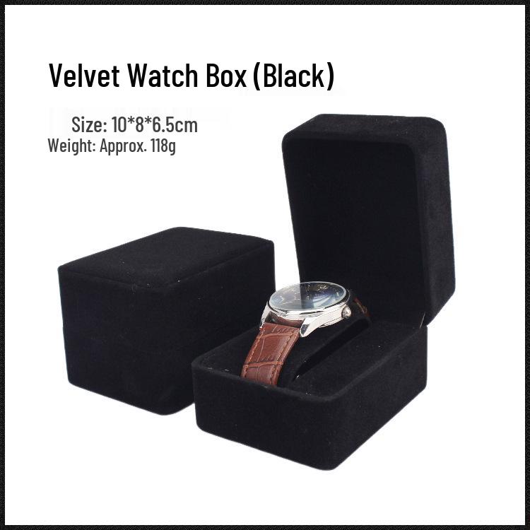 Velvet Light Luxury Single Watch Box, High-End Black Packaging for Business Watches