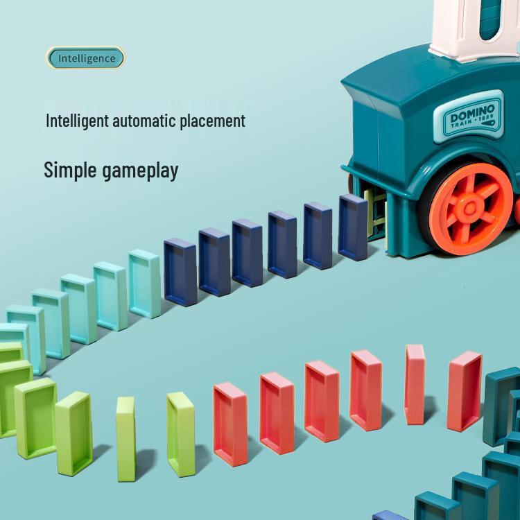 Electric Domino Train Toy with Sound & Light for Educational Play