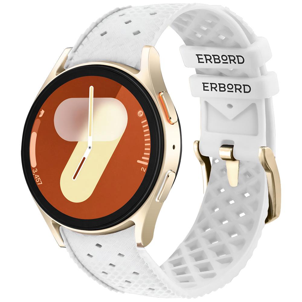 ERBORD Universal Silicone Strap 20mm, Tropic, White / Gold Buckle