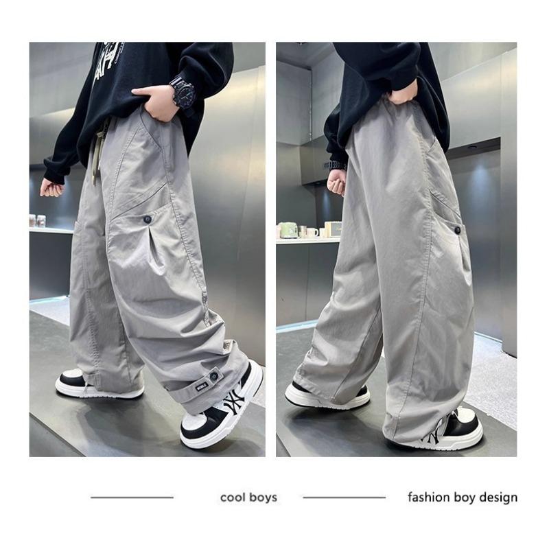 Boys Big Kids Casual Straight Wide Leg Cargo Long Pants