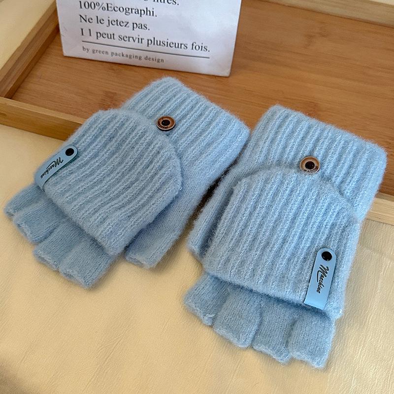Luochi Touchscreen-Compatible Wool Fingerless Gloves - Warm  Cute for Female Students