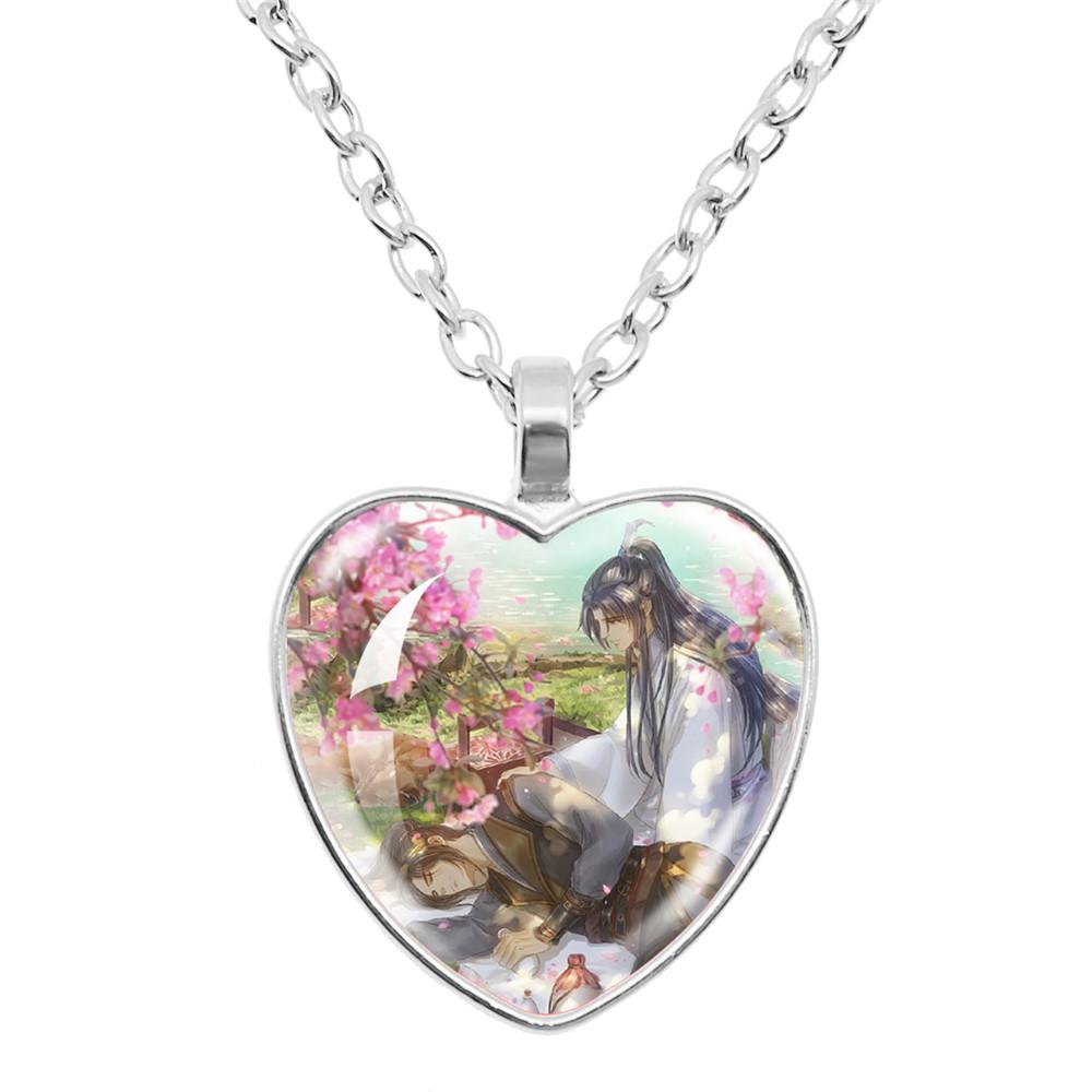 The Husky And His White Cat Shizun ErHa Mo Ran Chu WanNing Anime Cosplay Glass Cabochon Pendant Heart Necklace GiftsTo Friends