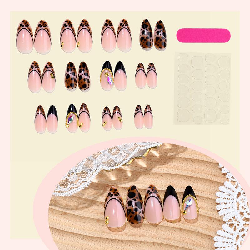 Cross-border Wear Armor Leopard Print Pure Desire Smudging Gradual Change French Advanced Sense Temperament Fake Nails Wear Nail Piece Advanced Sense