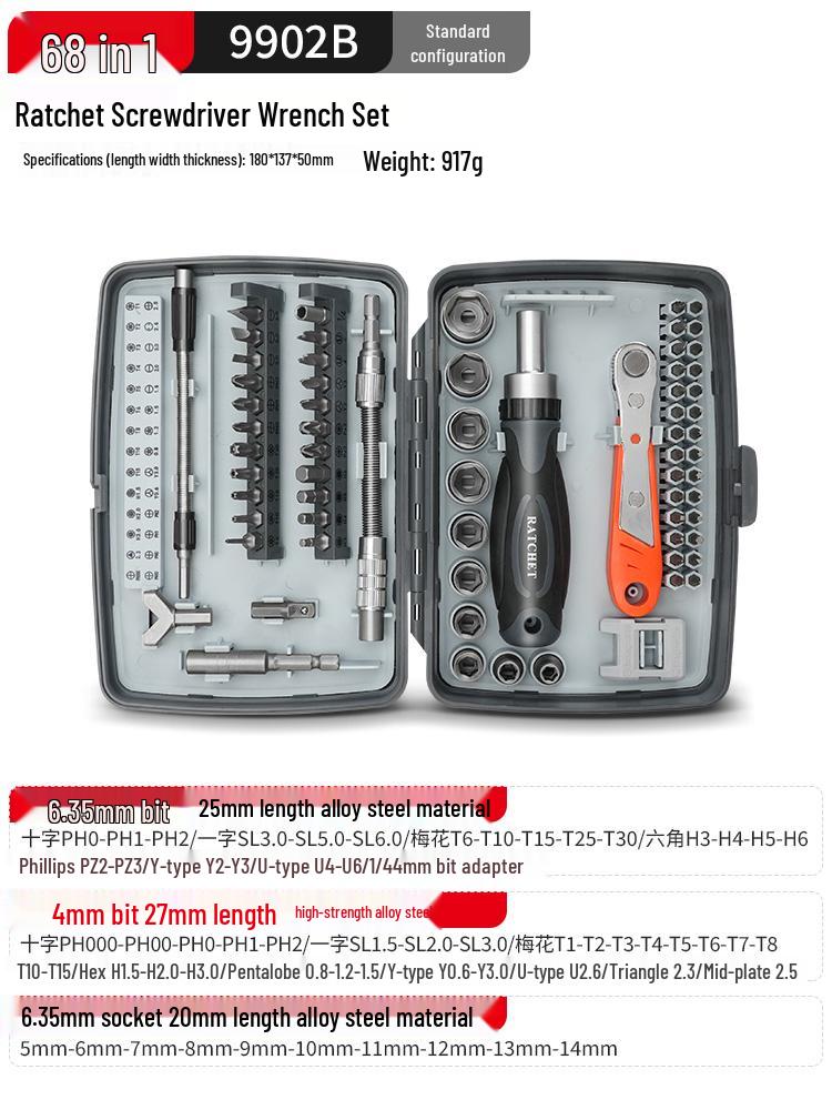 Multifunctional Ratchet Wrench & Screwdriver Set for Motorcycle & Household Repairs