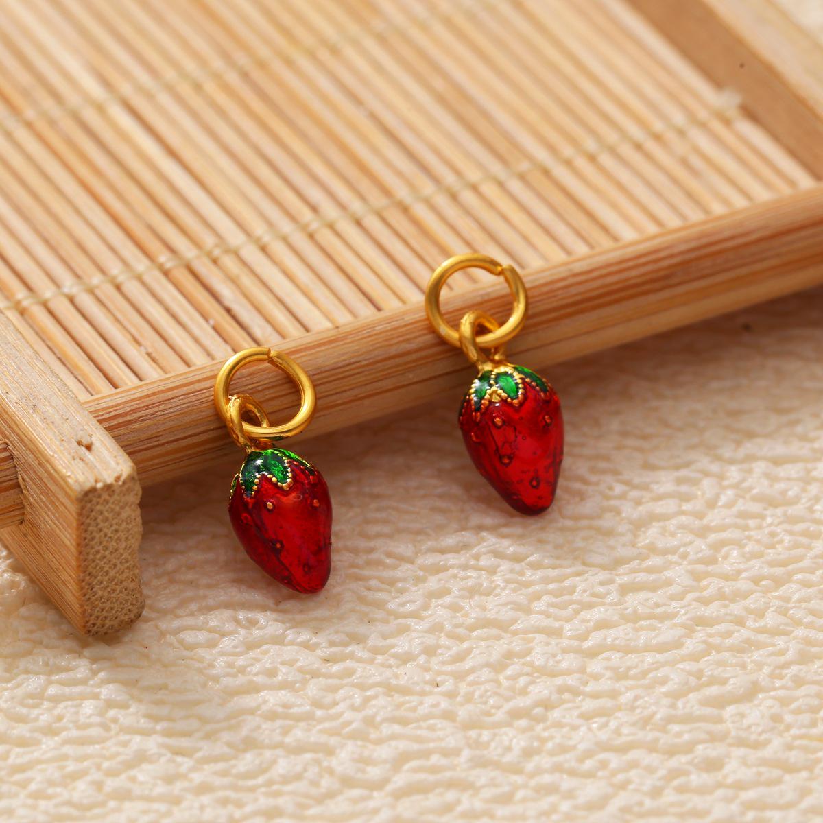 Strawberry Cloisonné Enamel Drip Oil Necklace & Bracelet DIY Jewelry Kit