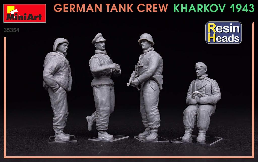 Miniart Scale German Tank Crew Set Kharkov Plastic Model Kit MA35354 1/35 (4 Figures), 1943,