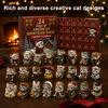 Desktop Decorative Advent Calendar Days Christmas Figurines 24 with Acrylic Cat Figurines, Countdown Small