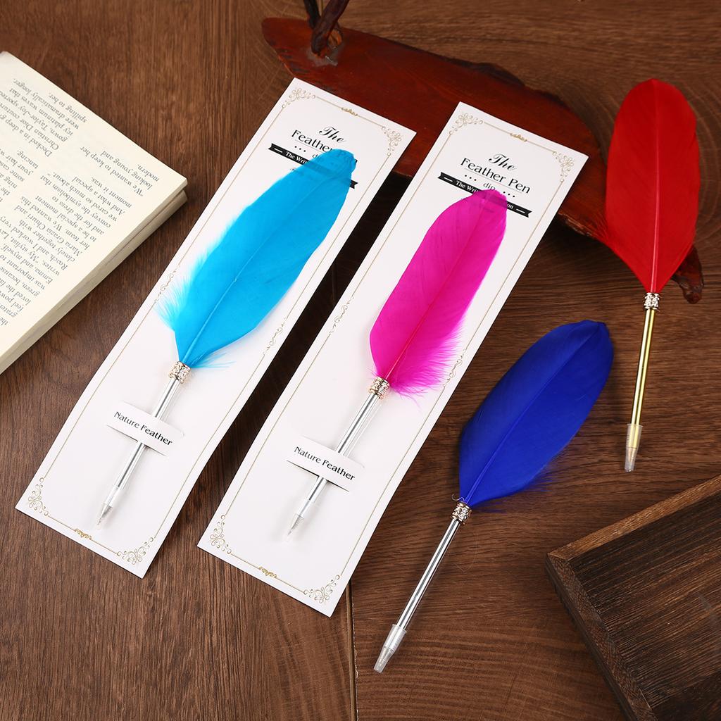 Feather Ballpoint Pen Creative Retro Goose Feather Shape Ballpoint Pen Cute Puzzle Student Stationery