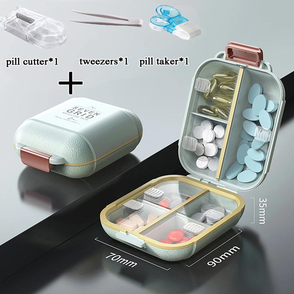 7 Grids Weekly Portable Travel Pill Box Sealable Moisture-Proof Pills Container Storage Tablets Vitamin Medicine Organizer