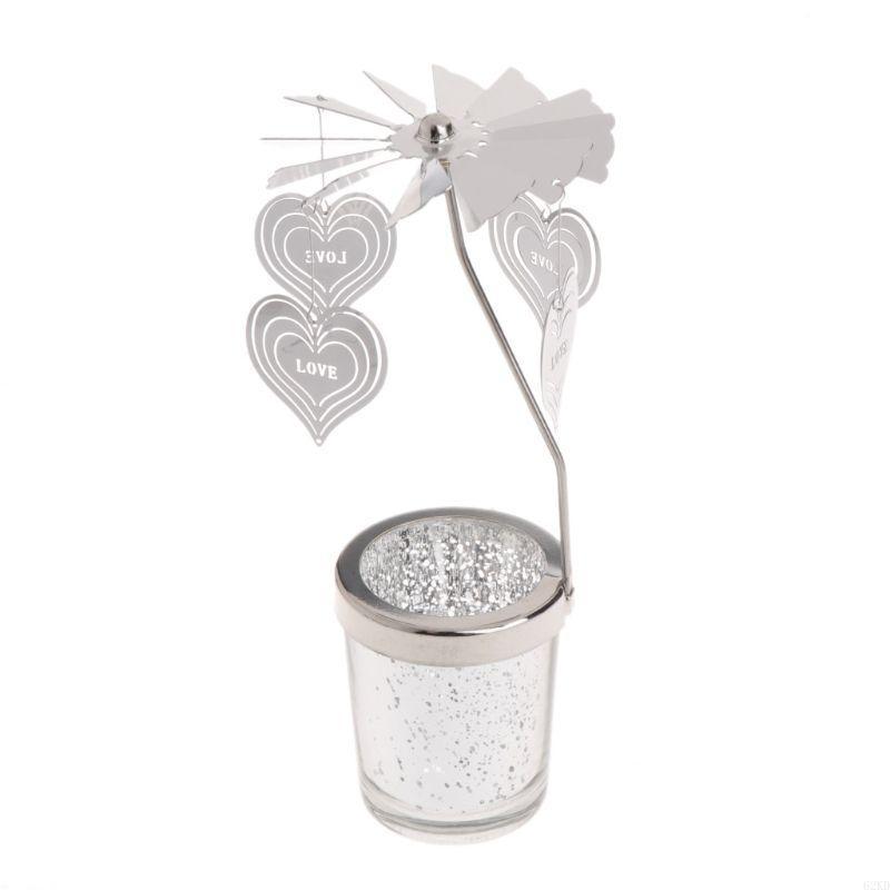 62KD Rotating Tea Light Holder Spinning Tealight Stand Candleholders Wedding