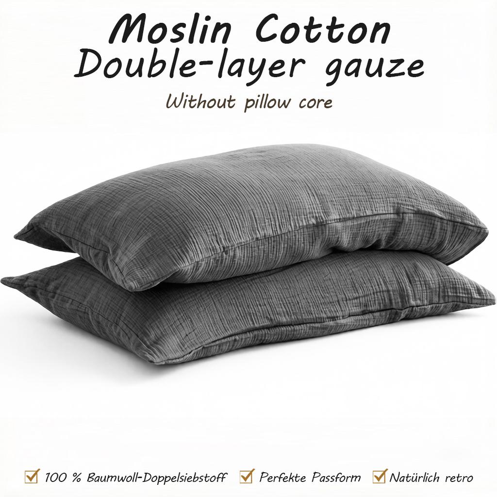 2 Pack Double Layer Cotton Muslin Pillowcases Soft Breathable Bedding for All Seasons Men and Women Bedroom Decor
