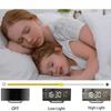 Ceas de alarmă electronic cu ecran curbat, Ceas de birou cu afișaj LED digital, Ceas de alarmă digital cu oglindă cu design silențios