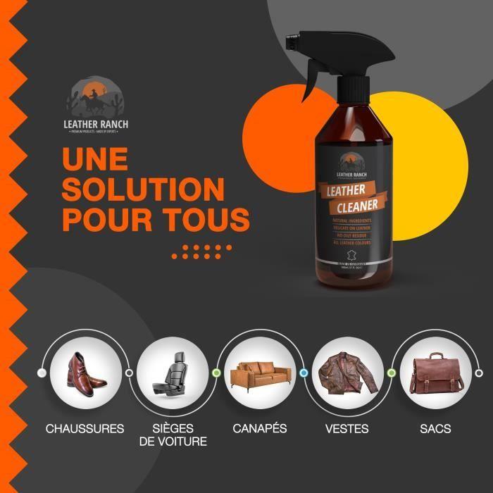 LEATHER RANCH Spray Nettoyant Cuir - Entretien Cuir Voiture, Chaussures &amp; Sacs, 500 ml