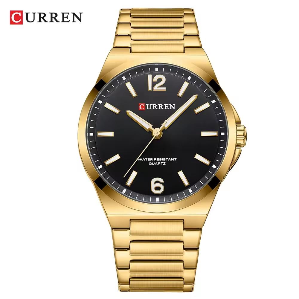 CURREN 8493 NEW Luxury Brand Wristwatches for Men's Stainless Steel Band Quartz Watch Simple Business Clock with Luminous Hands