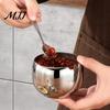 Refillable Condiment Jars 304 Stainless Steel Spice Jar Set, Seasoning Container with Glass Lid & Spoon, Rustproof Kitchen Salt Sugar