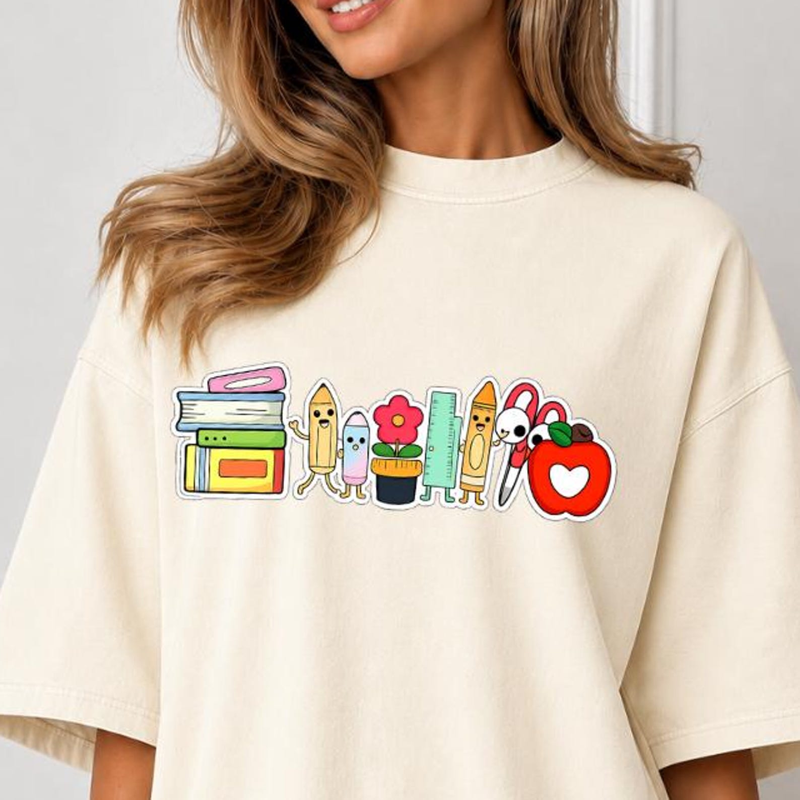 Comfort Color Teacher Shirt, Funny Teacher Life T-Shirt, Back To School Shirt, Preschool Teacher Shirt, Crayon Apple Pencil Shirt M