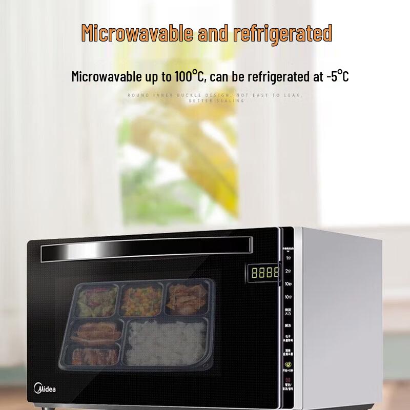 1500ml 5-Compartment Microwaveable Disposable Food Container