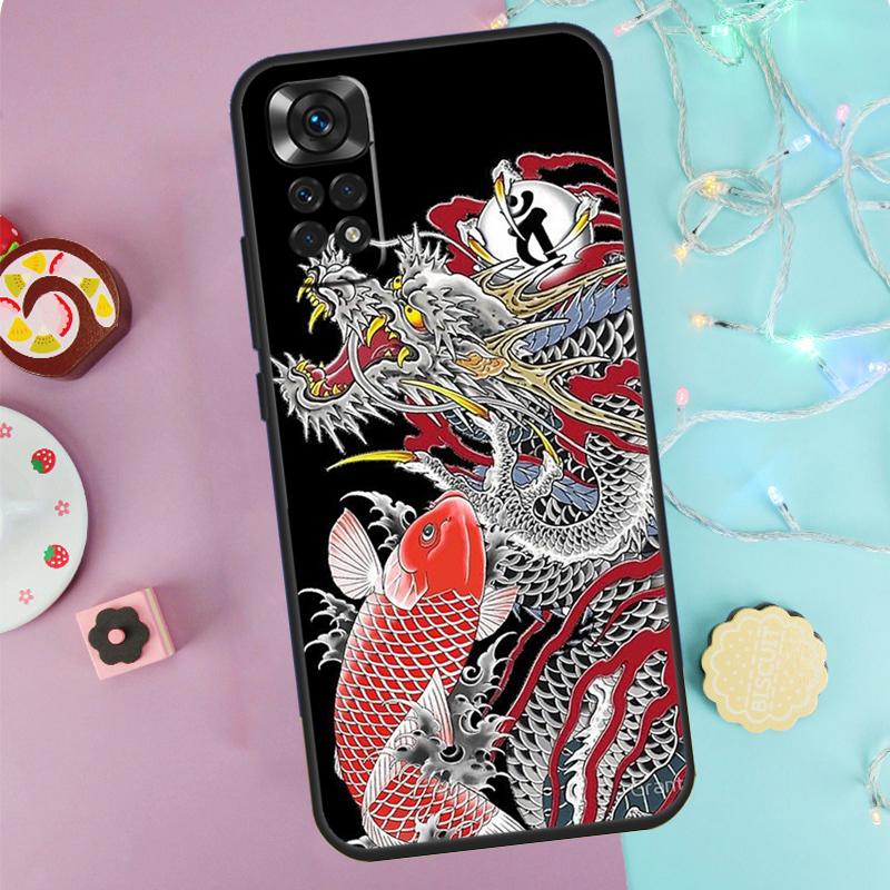 Japanese Dragon Style Case For Xiaomi Redmi Note 9 10 11 12 13 14 Pro 9S 10S 11S 12S Redmi 14C 10C 12C 13C Cover