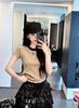 2026 Summer Women's Color Block Embroidery Knit Slimming Round Neck Short Sleeve T-Shirt