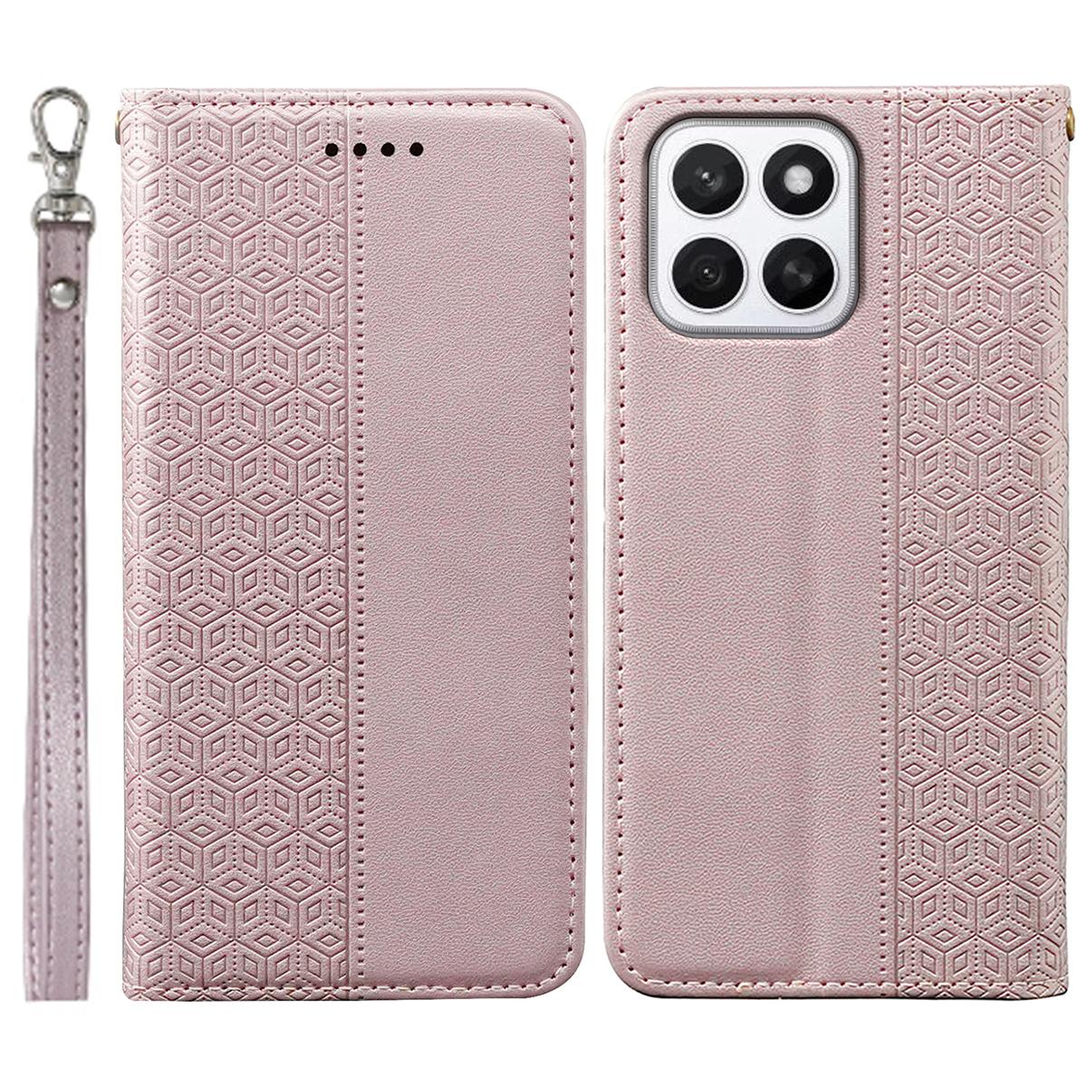 

Для Honor X8c 4G Гаманець Чохол для телефону Сильний Магнітний Клітчастий Візерунок Відбиток Шкіряний Відкидний Чохол Rose Gold